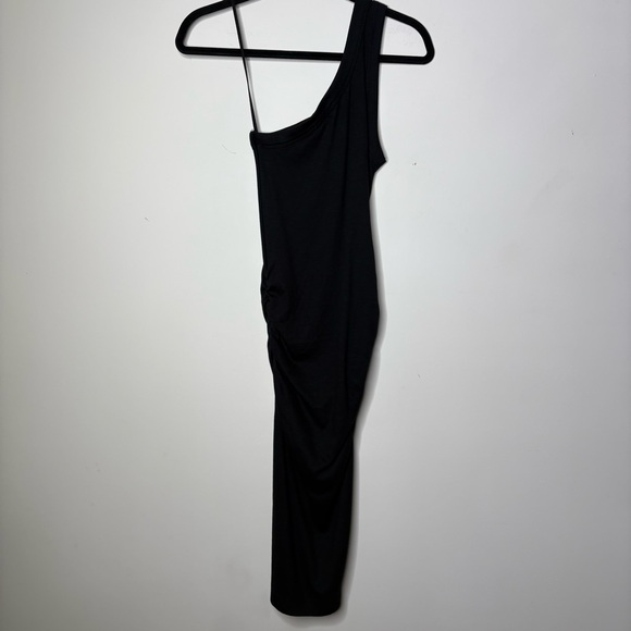 NWT Michael Stars Small Coco‎ One-Shoulder Body-Con Ribbed Black Dress - Picture 4 of 5